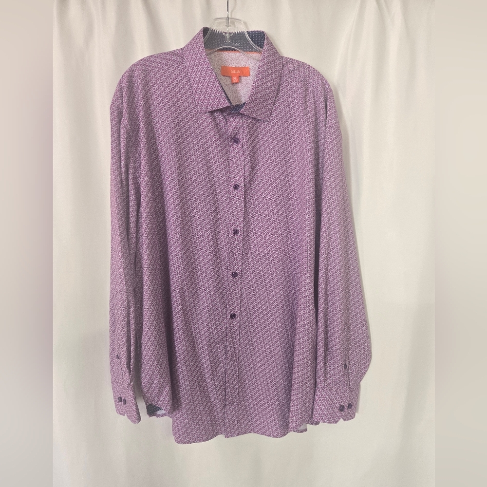 TALLIA Purple Print Button Down Long Sleeves Size  XXL 18-18.5